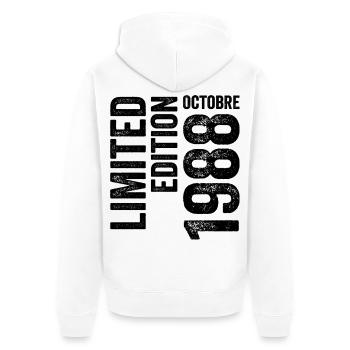 1988  - Unisex Premium Bio Zip Hoodie - Weiß - Hinten - Thijin (182cm)