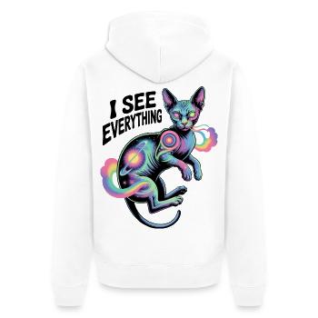 Kosmischer Nebelkatzen-Kunstwerk - Unisex Premium Bio Zip Hoodie - Weiß - Hinten - Thijin (182cm)