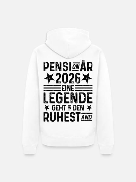 Pensionär 2026 Eine Legende geht in den Ruhestand - Unisex Premium Bio Zip Hoodie - Weiß