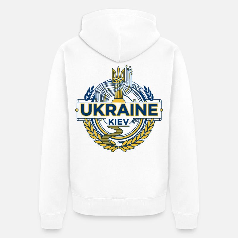 Conception de l’emblème national ukrainien - Veste à capuche bio Premium Unisexe - blanc