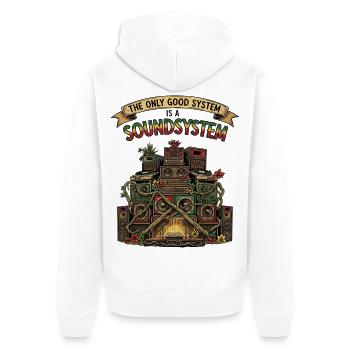 Sound System Collage Dub Reggae - Unisex Premium Bio Zip Hoodie - Weiß - Hinten - Thijin (182cm)