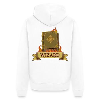 Burning Spellbook – Wizard Cartoon - Unisex Premium Organic Zip Hoodie - white - Back - Thijin (182cm)