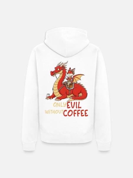Fuchs auf Drachen – Only Evil Without Coffee - Unisex Premium Bio Zip Hoodie - Weiß
