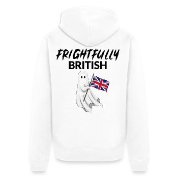 Frightfully British - Chemise drôle d’Halloween au Royaume-Uni - Veste à capuche bio Premium Unisexe - blanc - Dos - Thijin (182cm)