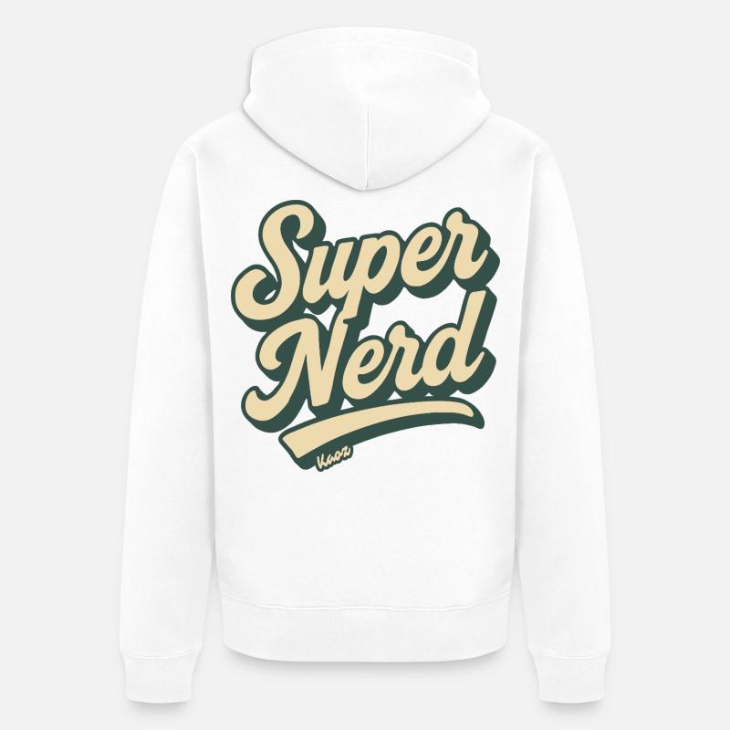 Super Nerd Retro Script - Veste à capuche bio Premium Unisexe - blanc