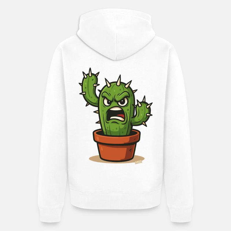 Cactus en colère en pot - Veste à capuche bio Premium Unisexe - blanc