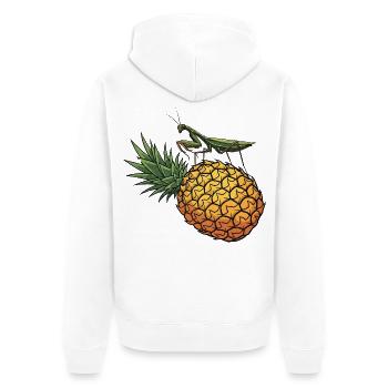 Ananas avec illustration de sauterelle - Veste à capuche bio Premium Unisexe - blanc - Dos - Thijin (182cm)