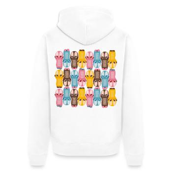 Niedliche Kawaiifigur Muster mit bunten Farben - Unisex Premium Bio Zip Hoodie - Weiß - Hinten - Thijin (182cm)