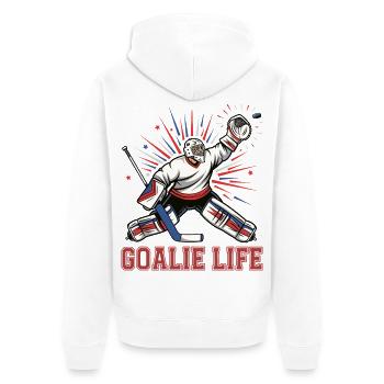 Humor Hockey Spieler Torwart Hockey - Unisex Premium Bio Zip Hoodie - Weiß - Hinten - Thijin (182cm)