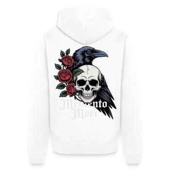 Memento Mori Skull & Raven Roses - Unisex Premium Organic Zip Hoodie - white - Back - Thijin (182cm)