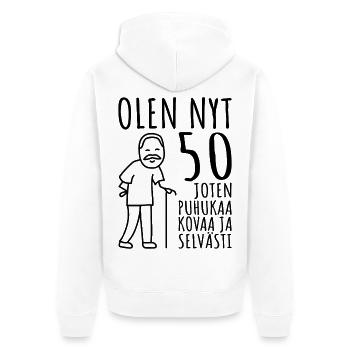 50 anniversaire homme années 50 j’ai 50 ans - Veste à capuche bio Premium Unisexe - blanc - Dos - Thijin (182cm)