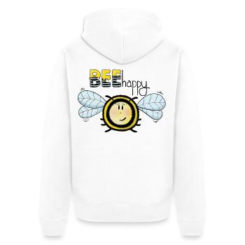 Bee Happy fröhliche Biene - Unisex Premium Bio Zip Hoodie - Weiß - Hinten - Thijin (182cm)