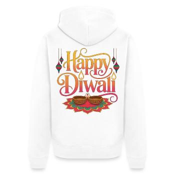 Happy Diwali Lichter Rangoli - Unisex Premium Bio Zip Hoodie - Weiß - Hinten - Thijin (182cm)