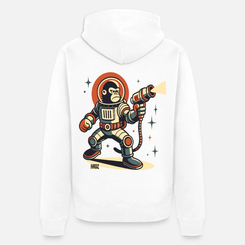 Space Monkey astronaute Blaster laser - Veste à capuche bio Premium Unisexe - blanc