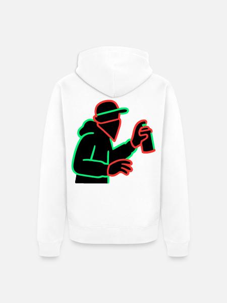 Neon Graffiti Sprayer Silhouette - Unisex Premium Organic Zip Hoodie - white