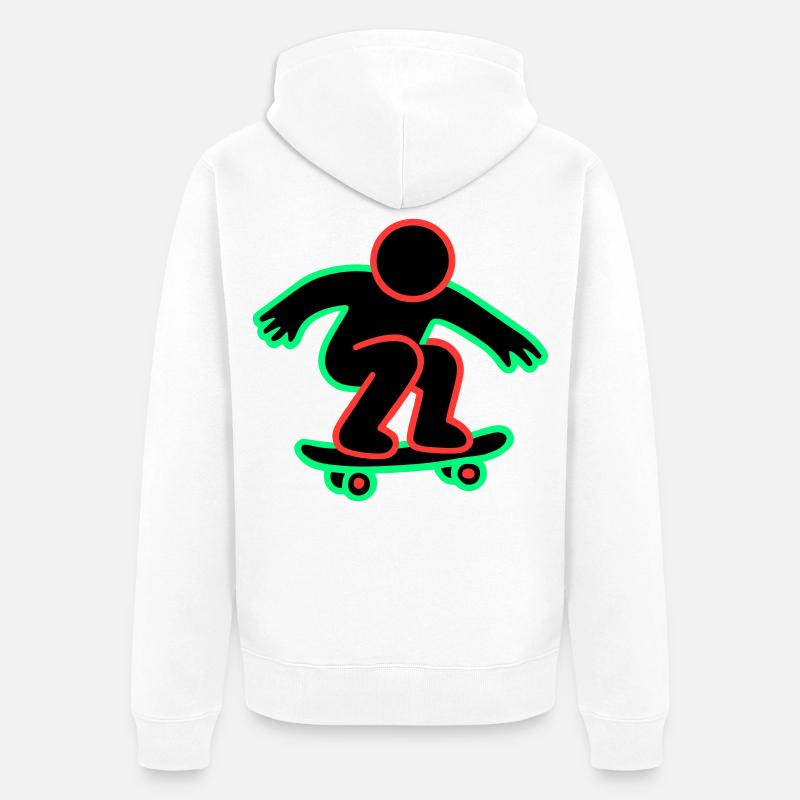 Neon Skateboarder Linienkunst - Unisex Premium Bio Zip Hoodie - Weiß