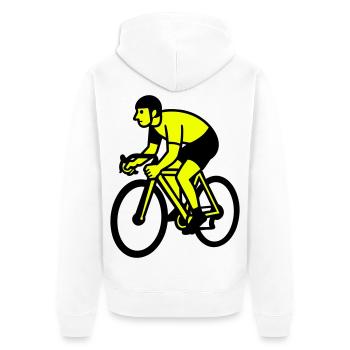 Neon Wheel Silhouette Cyclist - Unisex Premium Organic Zip Hoodie - white - Back - Thijin (182cm)