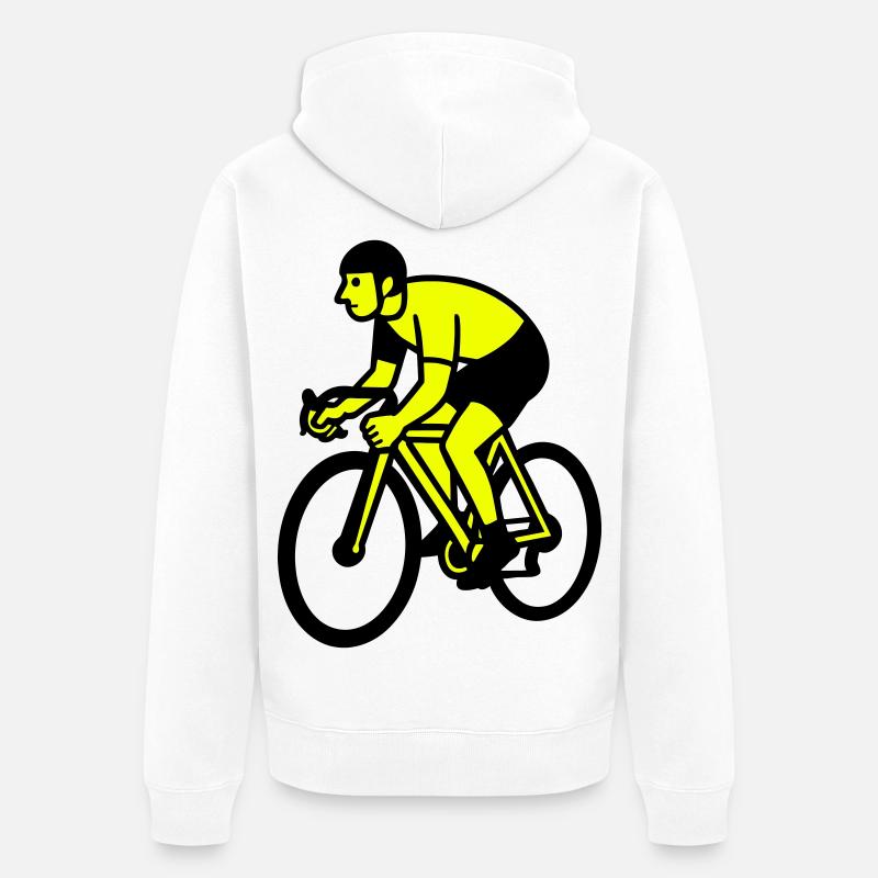 Neonrad Silhouette Radfahrer - Unisex Premium Bio Zip Hoodie - Weiß
