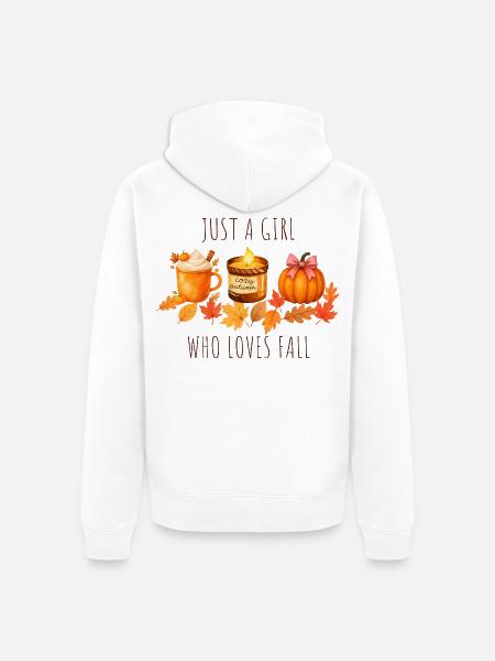 Nur ein Mädchen das Herbst liebt - Unisex Premium Bio Zip Hoodie - Weiß