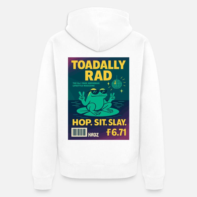 Magazine Grenouille Disco Rad Toadally - Veste à capuche bio Premium Unisexe - blanc