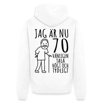 Cadeau d’anniversaire 70 ans Cadeau d’anniversaire 70 ans - Veste à capuche bio Premium Unisexe - blanc - Dos - Thijin (182cm)