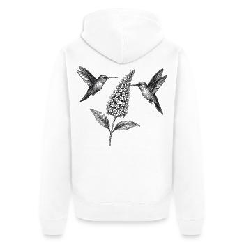 Hummingbirds with Flower Boho Cottagecore - Unisex Premium Organic Zip Hoodie - white - Back - Thijin (182cm)