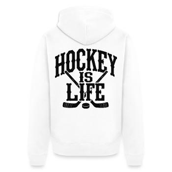 Hockey is Life - Eishockey Spruch - Unisex Premium Bio Zip Hoodie - Weiß - Hinten - Thijin (182cm)