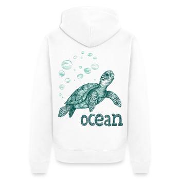 Save the ocean - turtle - Unisex Premium Organic Zip Hoodie - white - Back - Thijin (182cm)