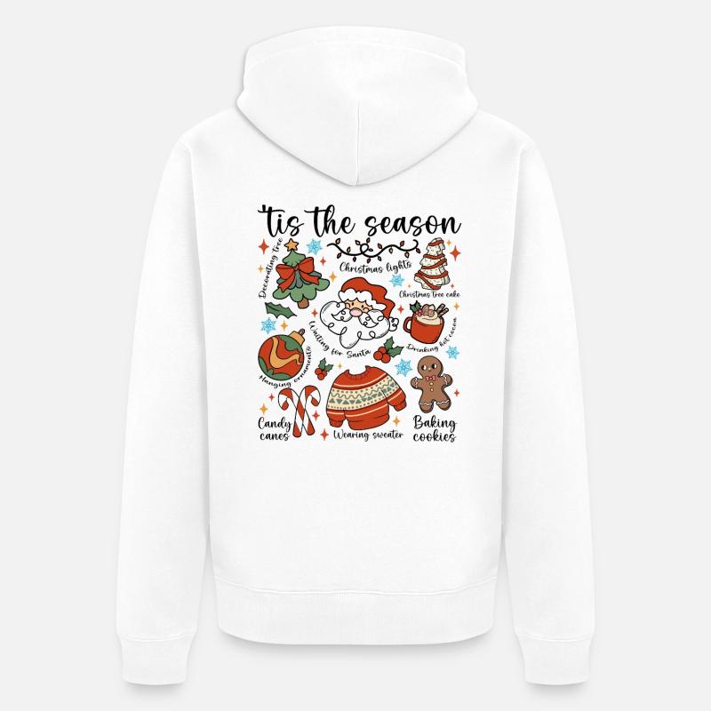 Défilé de Doodle de Noël - Veste à capuche bio Premium Unisexe - blanc
