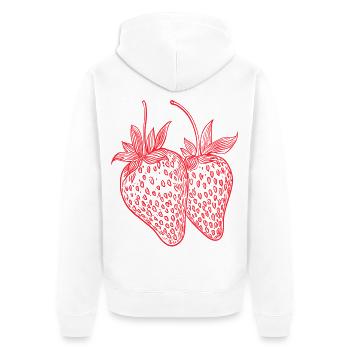 Strawberry - Unisex Premium Bio Zip Hoodie - Weiß - Hinten - Thijin (182cm)