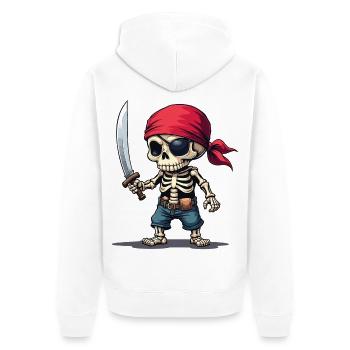 Piraten Skelett mit Schwert - Unisex Premium Bio Zip Hoodie - Weiß - Hinten - Thijin (182cm)
