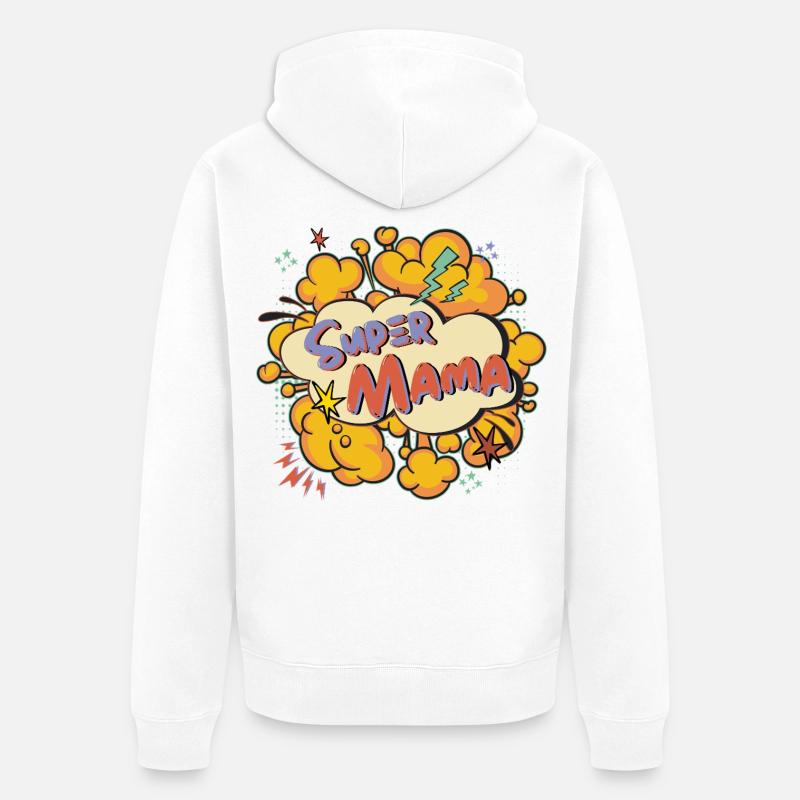 Super Mom Comic Explosion - Veste à capuche bio Premium Unisexe - blanc