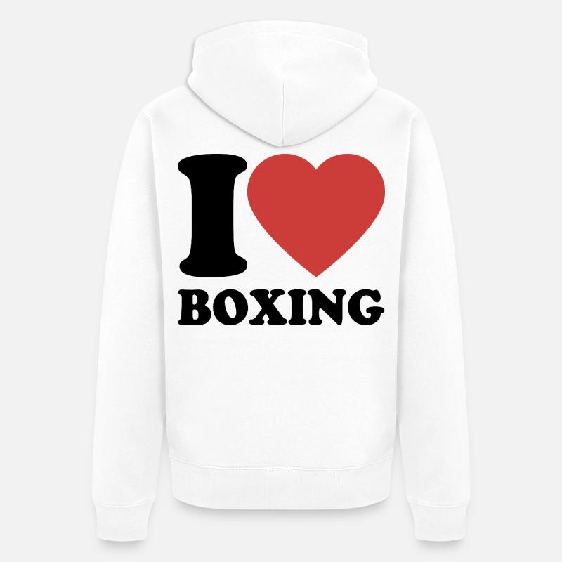 J’aime la boxe - Coeur - Boxe - Veste à capuche bio Premium Unisexe - blanc