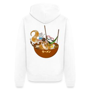 Corgi Panda Cat Ramen Bowl - Unisex Premium Organic Zip Hoodie - white - Back - Thijin (182cm)