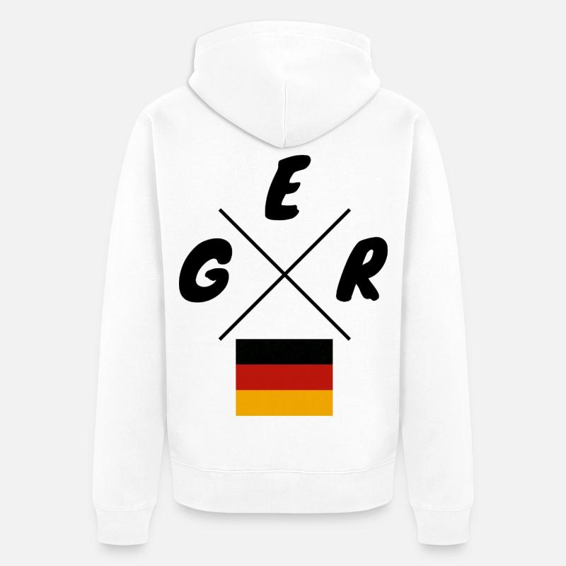 Drapeaux allemands Lettrage GER - Veste à capuche bio Premium Unisexe - blanc