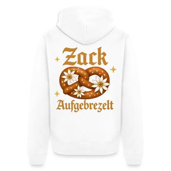 Zack Dressed Up – Funny Pretzel Men & Women - Unisex Premium Organic Zip Hoodie - white - Back - Thijin (182cm)