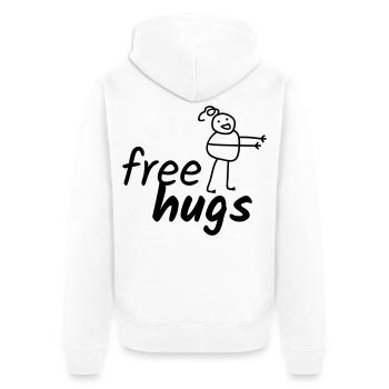 Free Hugs - Unisex Premium Bio Zip Hoodie - Weiß - Hinten - Thijin (182cm)
