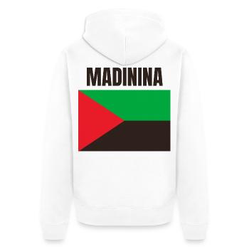 T-Shirt mit Flagge von Madinina Martinique - Unisex Premium Bio Zip Hoodie - Weiß - Hinten - Thijin (182cm)