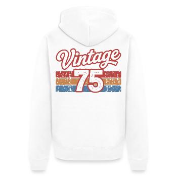 Vintage 75 Retro Design 70er Jahre - Unisex Premium Bio Zip Hoodie - Weiß - Hinten - Thijin (182cm)