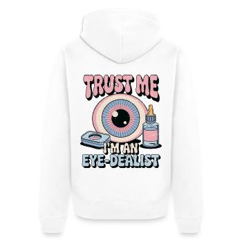 Optométriste Croyez-moi, je suis un spécialiste de l’optique - Veste à capuche bio Premium Unisexe - blanc - Dos - Thijin (182cm)
