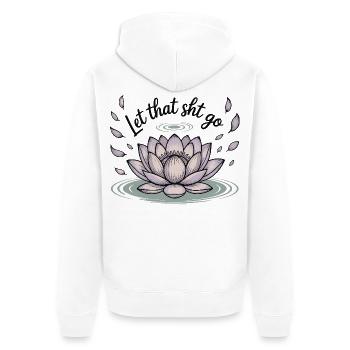 Lotus Loslassen Motiv - Unisex Premium Bio Zip Hoodie - Weiß - Hinten - Thijin (182cm)