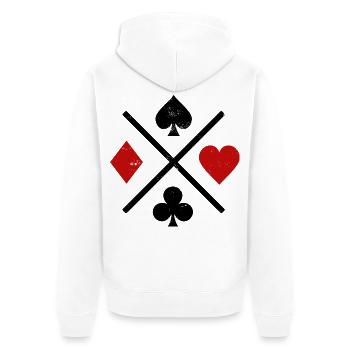 Spielkarten Kontrastdesign - Unisex Premium Bio Zip Hoodie - Weiß - Hinten - Thijin (182cm)
