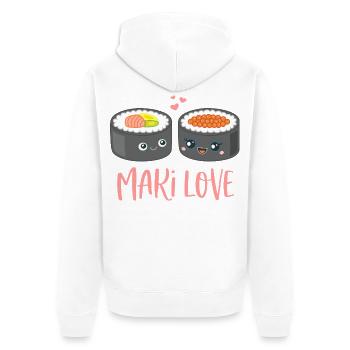 Maki Love Sushi Comic - Unisex Premium Organic Zip Hoodie - white - Back - Thijin (182cm)