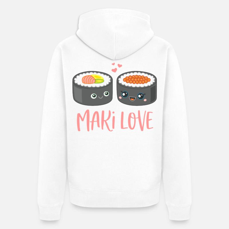 Maki Love Sushi Comic - Veste à capuche bio Premium Unisexe - blanc
