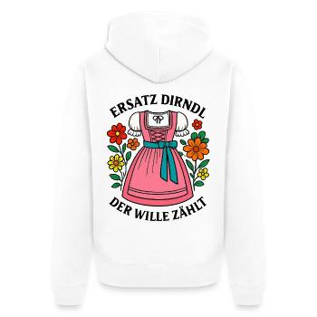 Dirndl Replacement – The Will Counts - Unisex Premium Organic Zip Hoodie - white - Back - Thijin (182cm)