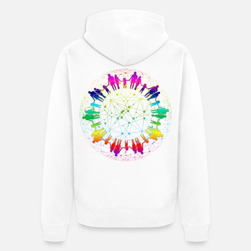 Rainbow Net de la communauté - Veste à capuche bio Premium Unisexe - blanc