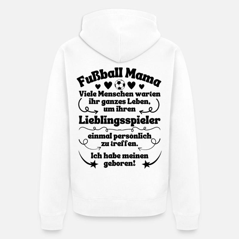 Joueuse préférée de la maman footballeuse - Veste à capuche bio Premium Unisexe - blanc