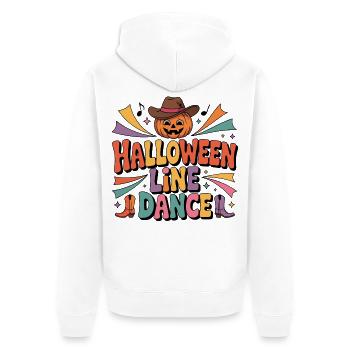 Halloween Line Dance Pumpkin Motif - Unisex Premium Organic Zip Hoodie - white - Back - Thijin (182cm)