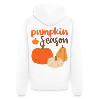 Pumpkin Season – Kürbis Zeit Herbstmotiv - Unisex Premium Bio Zip Hoodie - Weiß - Hinten - Thijin (182cm)