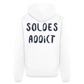 Soldes Addict Humour Shopping et Mode - Veste à capuche bio Premium Unisexe - blanc - Dos - Thijin (182cm)